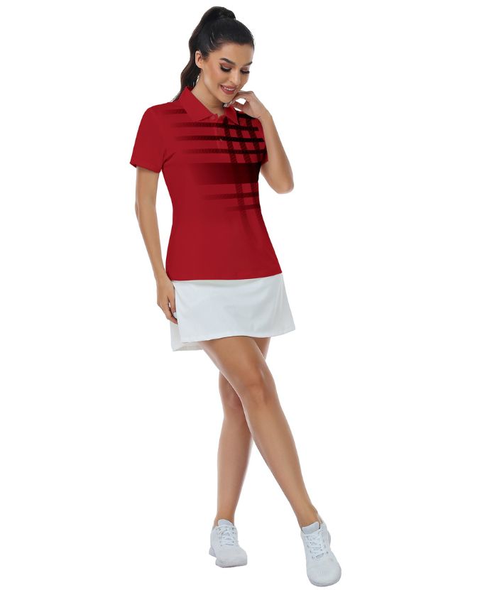 ZITY Women's Dri Fit Red Golf Polo Shirt-CUWPO02145