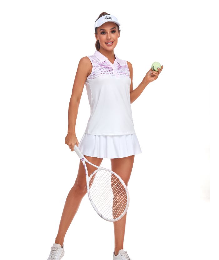 ZITY Women's Sleeveless Button Up Polo Shirt-CUWBP02125