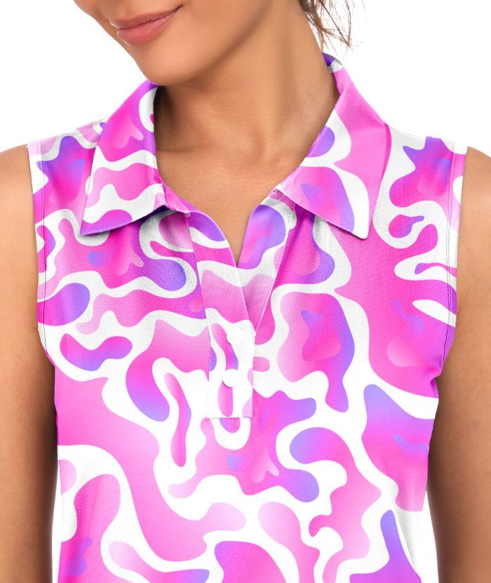 ZITY Women's Slim Fit V Neck Golf Polo Shirt-CUWBP02298