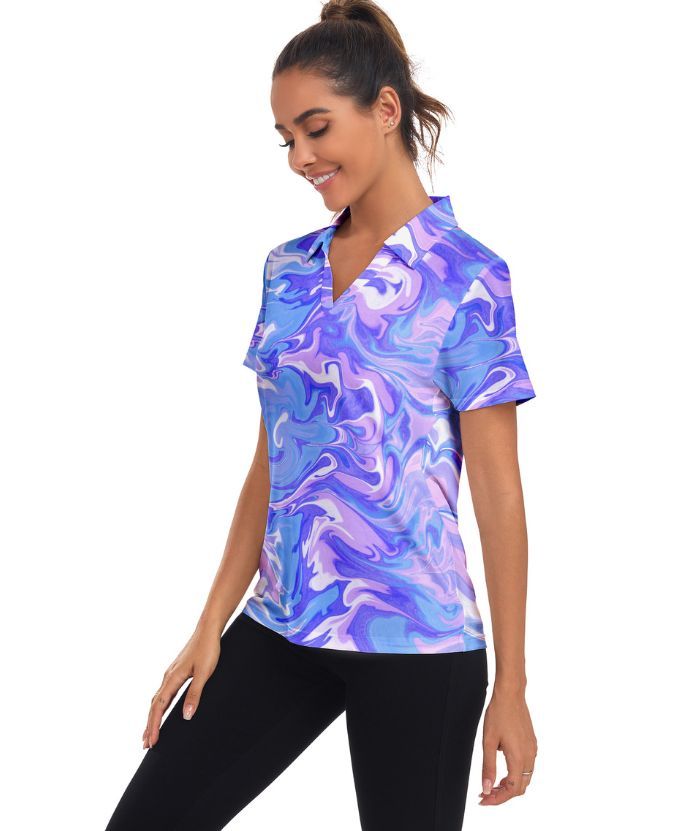 ZITY Women's Dri Fit V Neck Golf Polo Shirt-CUWPO02294