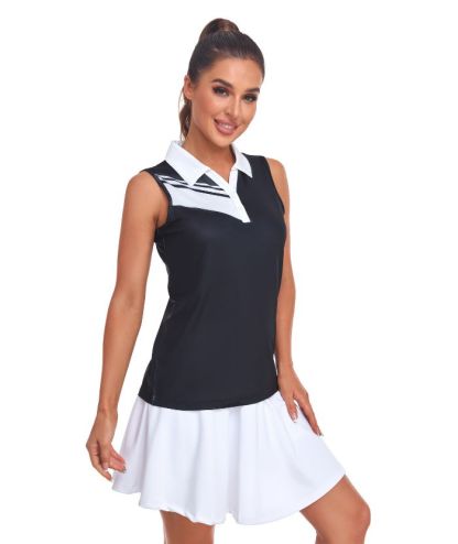 ZITY Women's Sleeveless Slim Fit Quick Dry Golf Polo Shirt-CUWBP02260