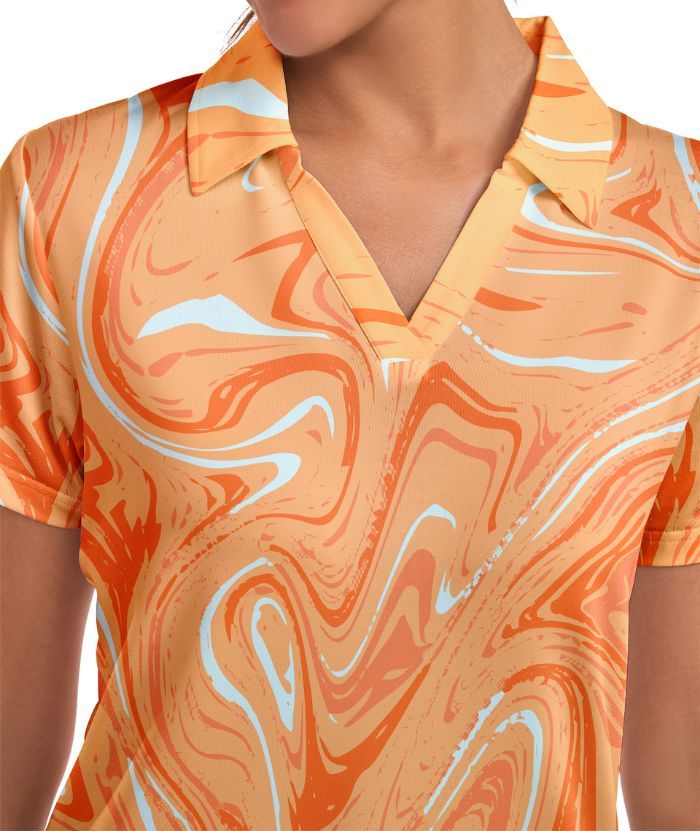 ZITY Women's Slim Fit V Neck Polo Shirt-CUWPO02297