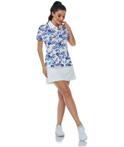 ZITY Women's Slim Fit Flower Print Golf Polo Shirt-CUWPO01327