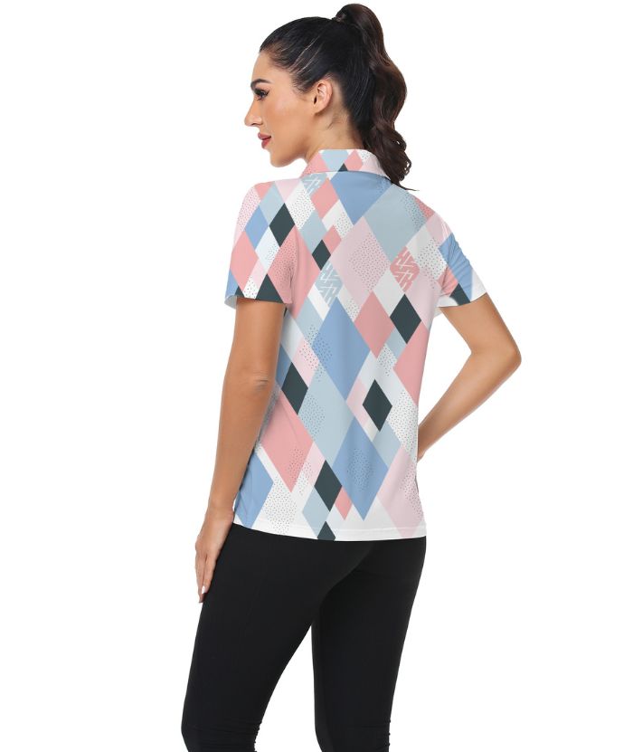 ZITY Women's Slim Fit Button Up Sports Polo Shirt-CUWPO01329