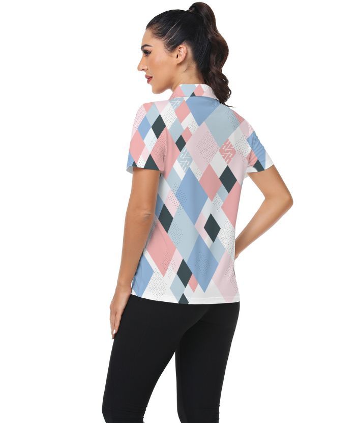 ZITY Women's Slim Fit Button Up Sports Polo Shirt-CUWPO01329