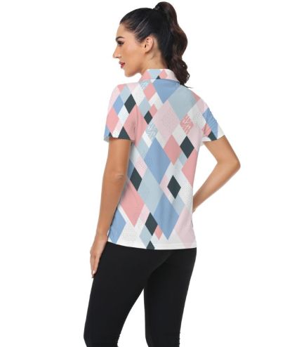 ZITY Women's Slim Fit Button Up Sports Polo Shirt-CUWPO01329