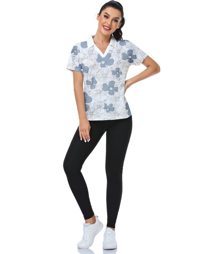 ZITY Women's Slim Fit White Golf Polo Shirt-CUWPO01006