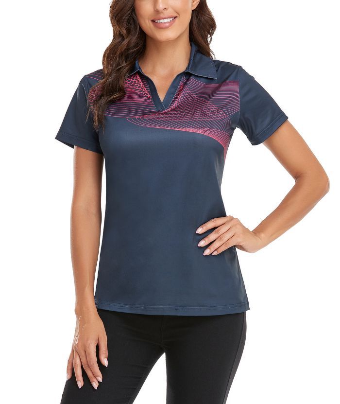 ZITY Women's V Neck Slim Fit Golf Tennis Polo Shirt-CFWZZ00005