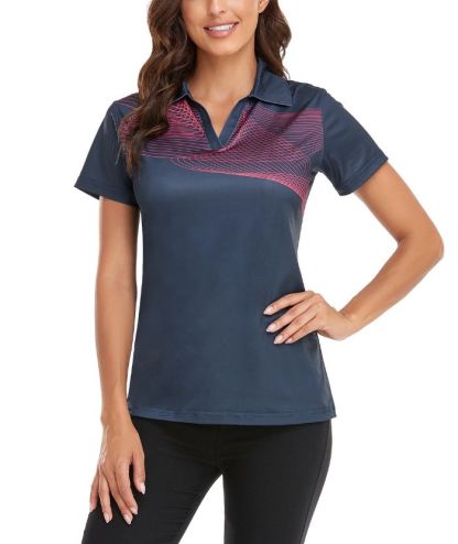 ZITY Women's V Neck Slim Fit Golf Tennis Polo Shirt-CFWZZ00005