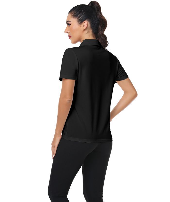 ZITY Women's Slim Fit Black Golf Polo Shirt-CUWPO01021