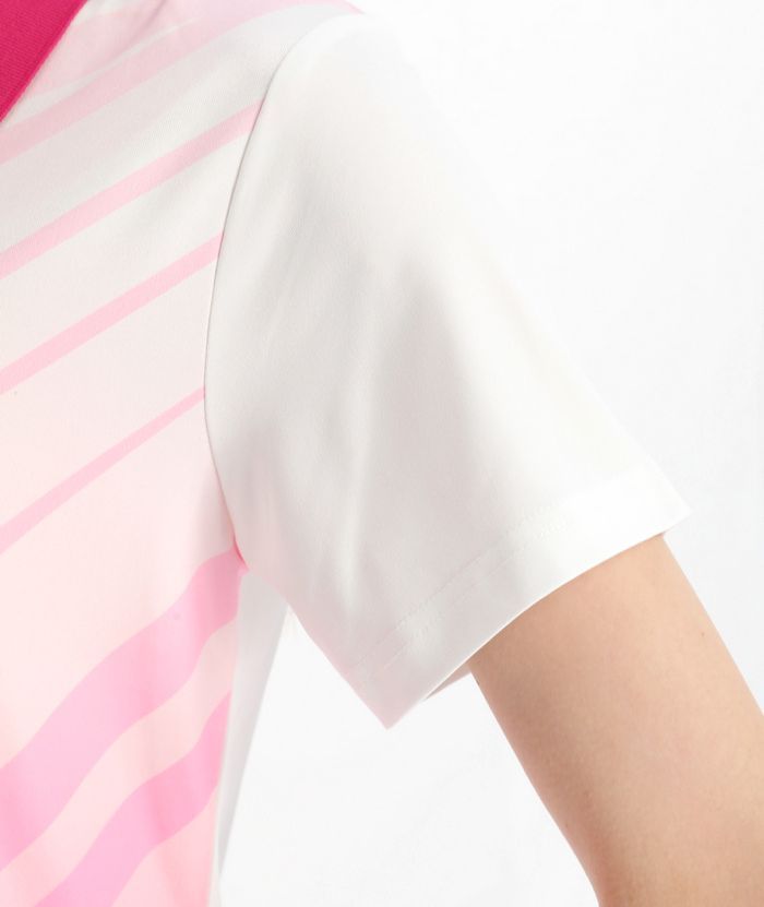 ZITY Women's Slim Fit White Pink Golf Polo Shirt-CFWZZ00045