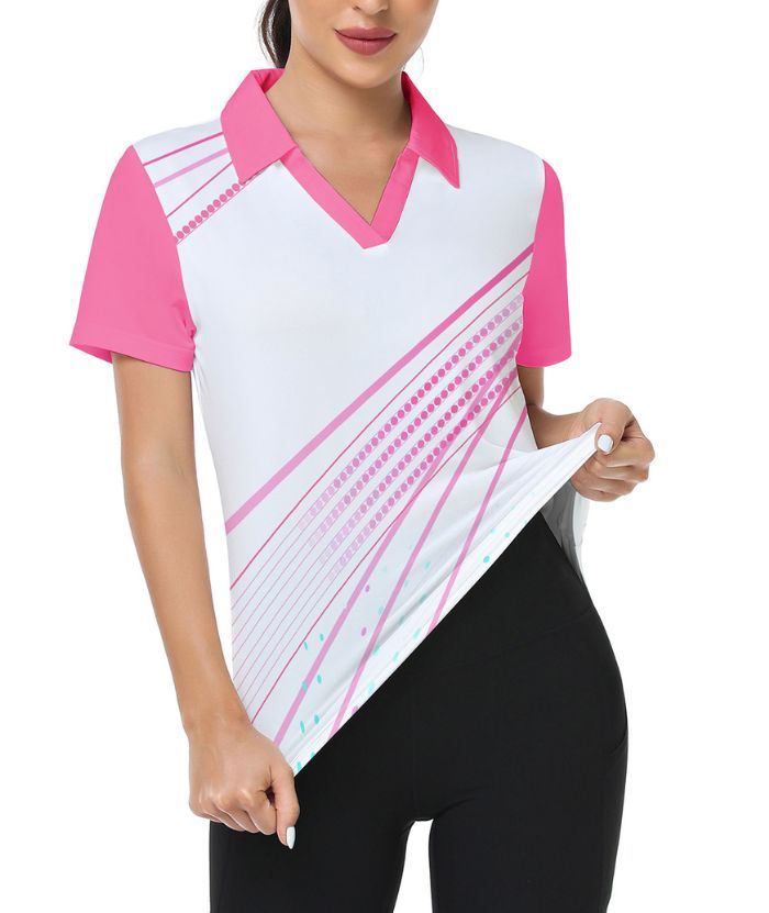 ZITY Women's Dri Fit V Neck Golf Polo Shirt-CFWZZ00035