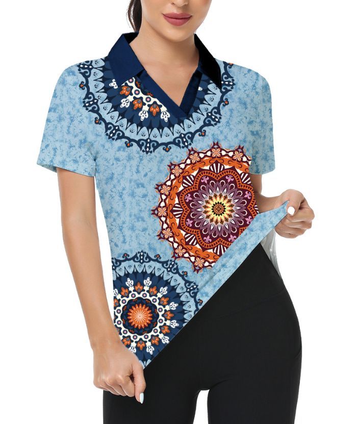 ZITY Women's Slim Fit Printed Golf Polo Shirt-CFWZZ00037