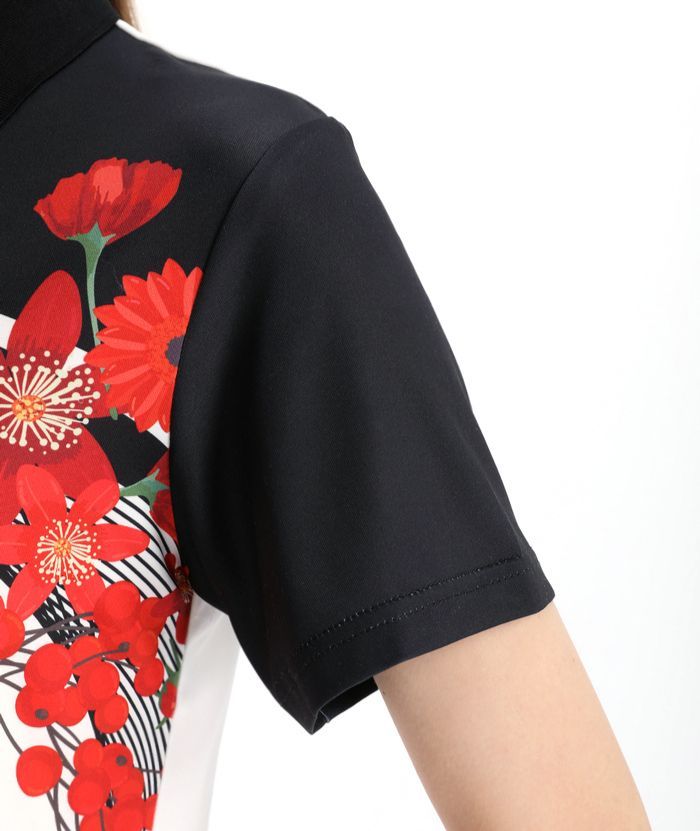 ZITY Women's Floral Print Casual Golf Polo Shirt-CFWZZ00012