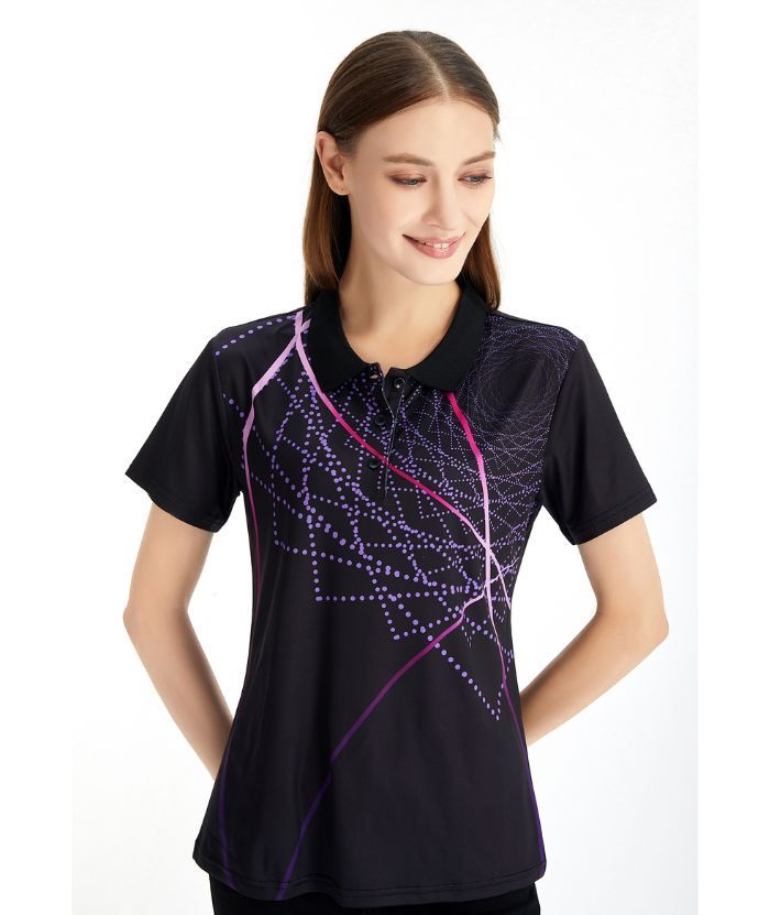 ZITY Women's Dri Fit Black Golf Polo Shirt-CFWZZ00043