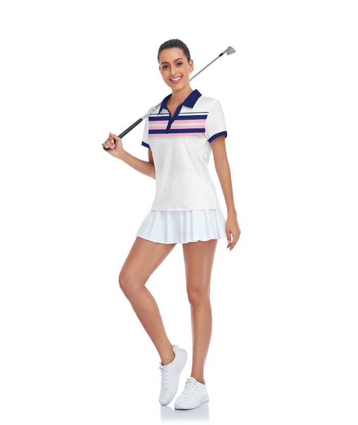 ZITY Women's Striped Slim Fit Sports Polo Shirt-CUWPO01341