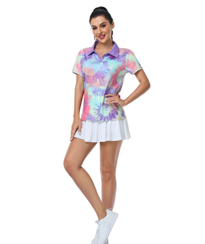 ZITY Women's Slim Fit V Neck Golf Polo Shirt-CUWPO01301