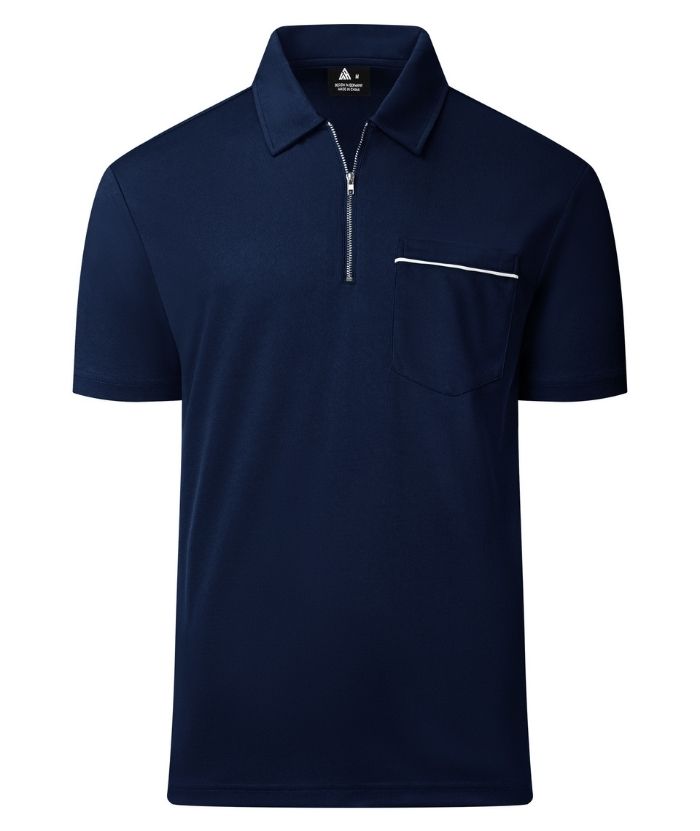 ZITY Men's Quarter Zip Slim Fit Polo Shirt-ZPK008403