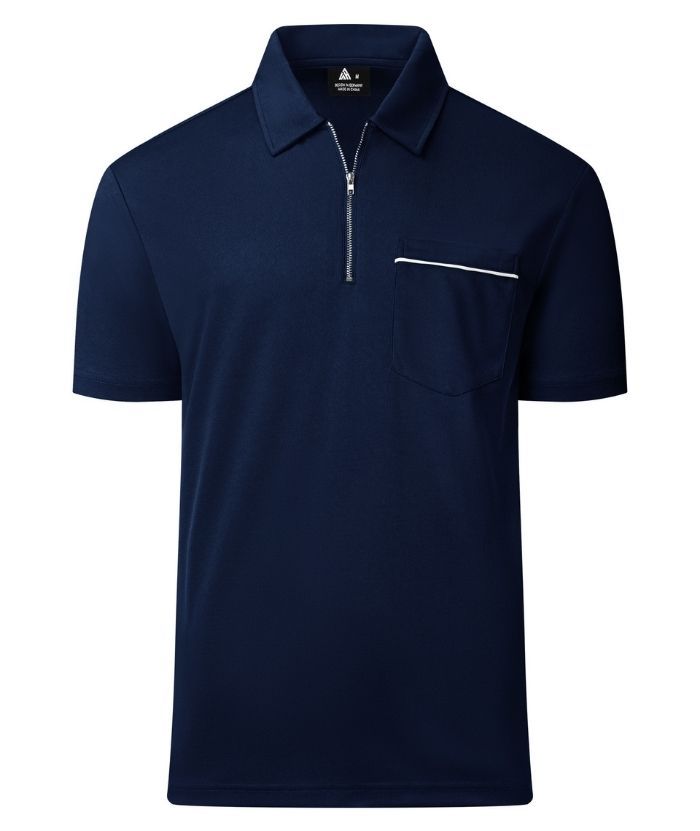 ZITY Men's Quarter Zip Slim Fit Polo Shirt-ZPK008403
