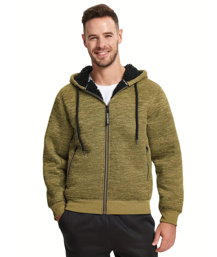 ZITY Men's Warm Fleece Solid Color Casual Zip Up Hoodie-ZPK005323 | Zitysports