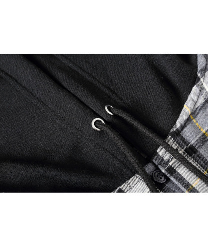 ZITY Men's Button Down Long Sleeve Plaid Pattern With Pocket Casual Hoodie-ZPK006235 | Zitysports