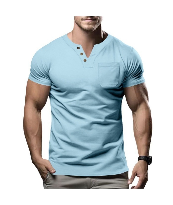 ZITY Men's Summer Casual V-Neck Slim Short Sleeved Trendy T-shirt-ZPK010594|Zitysports