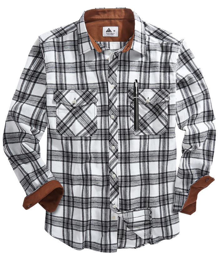 ZITY Men's Plaid Button Up Shirt with Flap Pocket Spring Fall Top-ZPK006565 | Zitysports