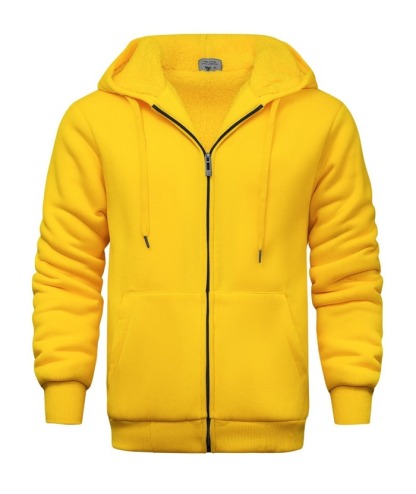 Men's Yellow Zip-Up Fleece Lined Essential Hoodie Jacket | Zitysports