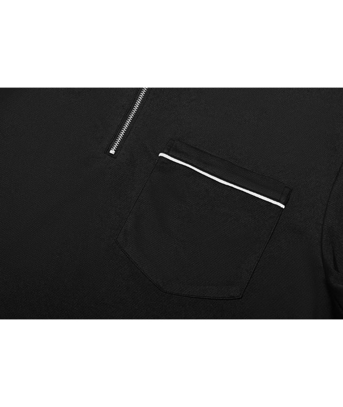 ZITY Men's Quarter Zip Slim Fit Polo Shirt-ZPK008403