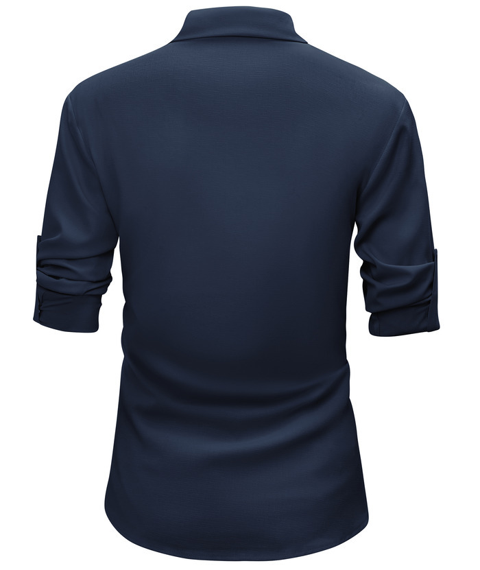 ZITY Men's Long Sleeve Button Up Polo Shirt-CUMLS01287