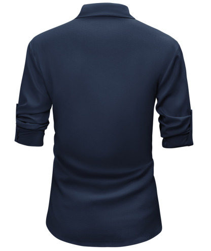 ZITY Men's Long Sleeve Button Up Polo Shirt-CUMLS01287