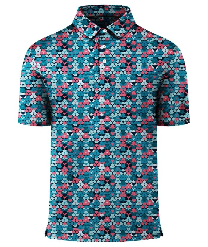ZITY Men's Button Up Slim Fit Printed Polo Shirt-CUMPO05195