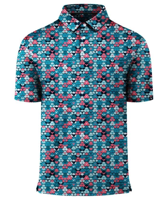 ZITY Men's Button Up Slim Fit Printed Polo Shirt-CUMPO05195