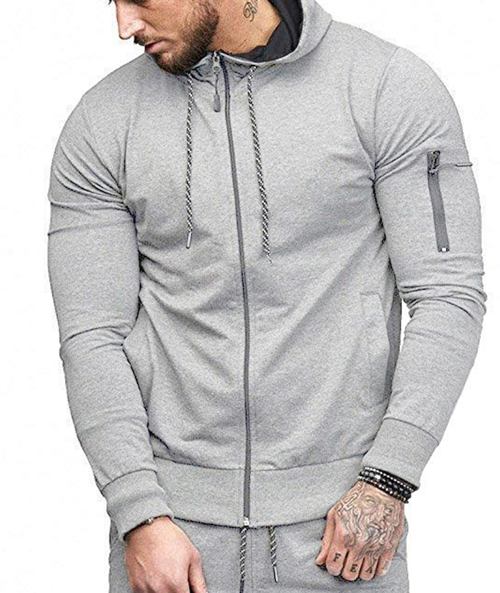 ZITY Men's Full-Zip Long Sleeve Workout Slim Fit Outdoor Hoodie-DUMFH04985|Zitysports