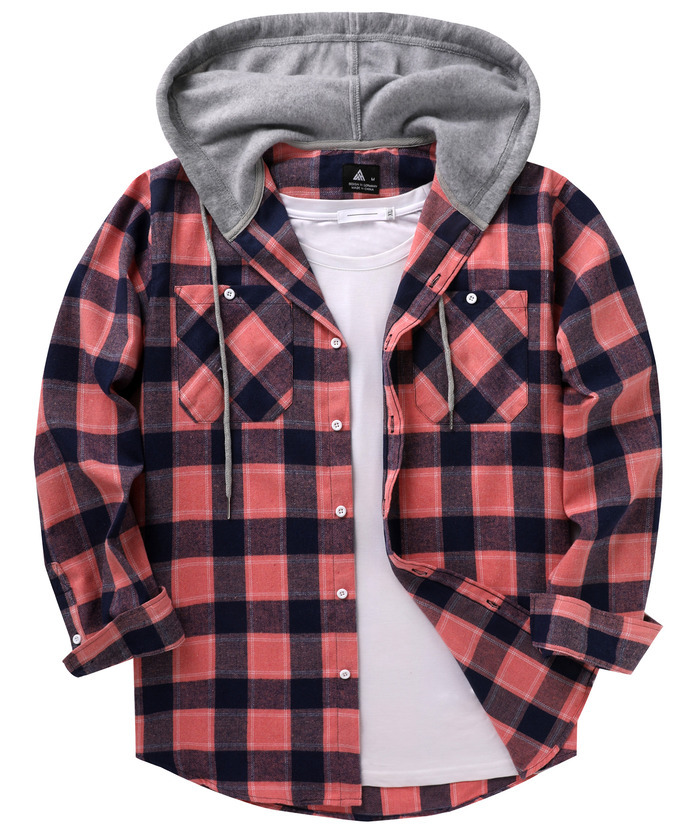 ZITY Men's Casual Soft Solid Flannel Long Sleeve Plaid Flannel Shirt-ZPK006234 | Zitysports