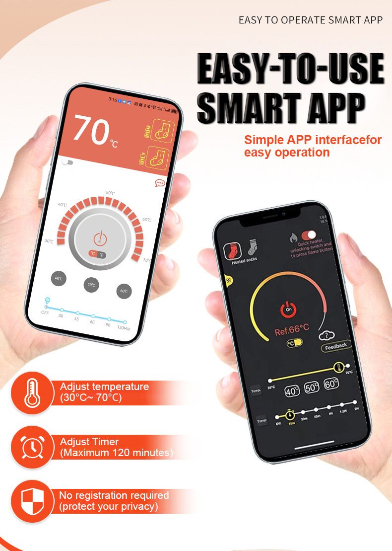 Easy to operate smart app | Heated Socks