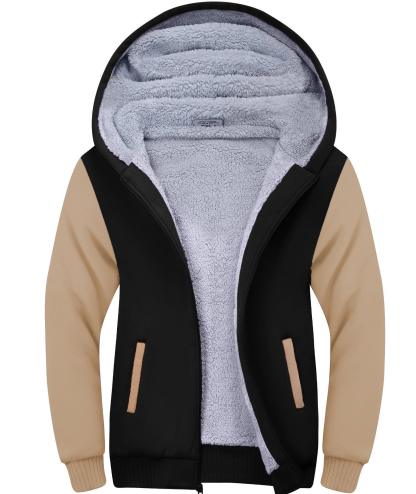ZITY Men's Full Zip Up Contrast Color Fleece Hoodie-zity1712