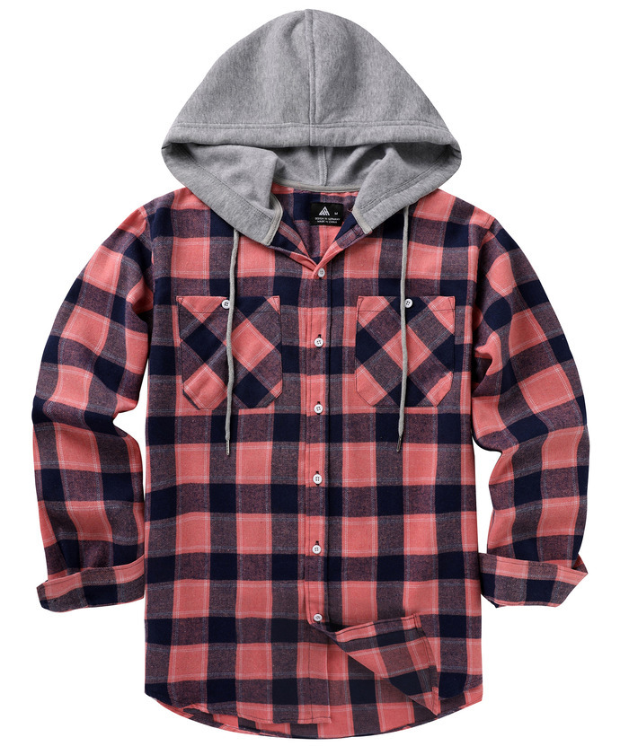 ZITY Men's Casual Soft Solid Flannel Long Sleeve Plaid Flannel Shirt-ZPK006234 | Zitysports