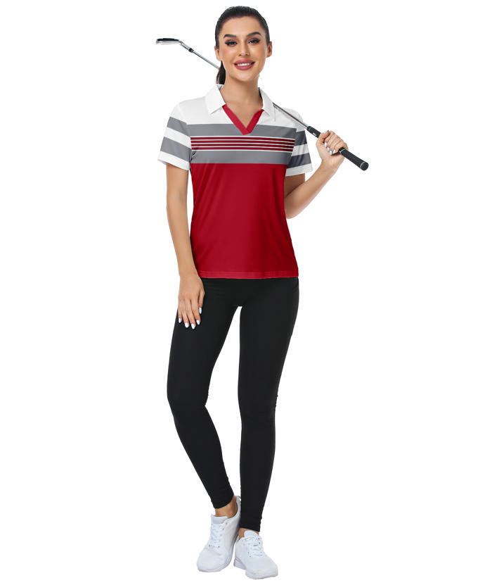 ZITY Women's Dri Fit Casual V Neck Golf Polo Shirt-CFWTX00037