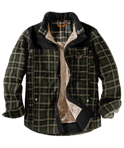 ZITY Men's Long Sleeve Full Zipper Casual Plaid Jacket-AUMPJ00583