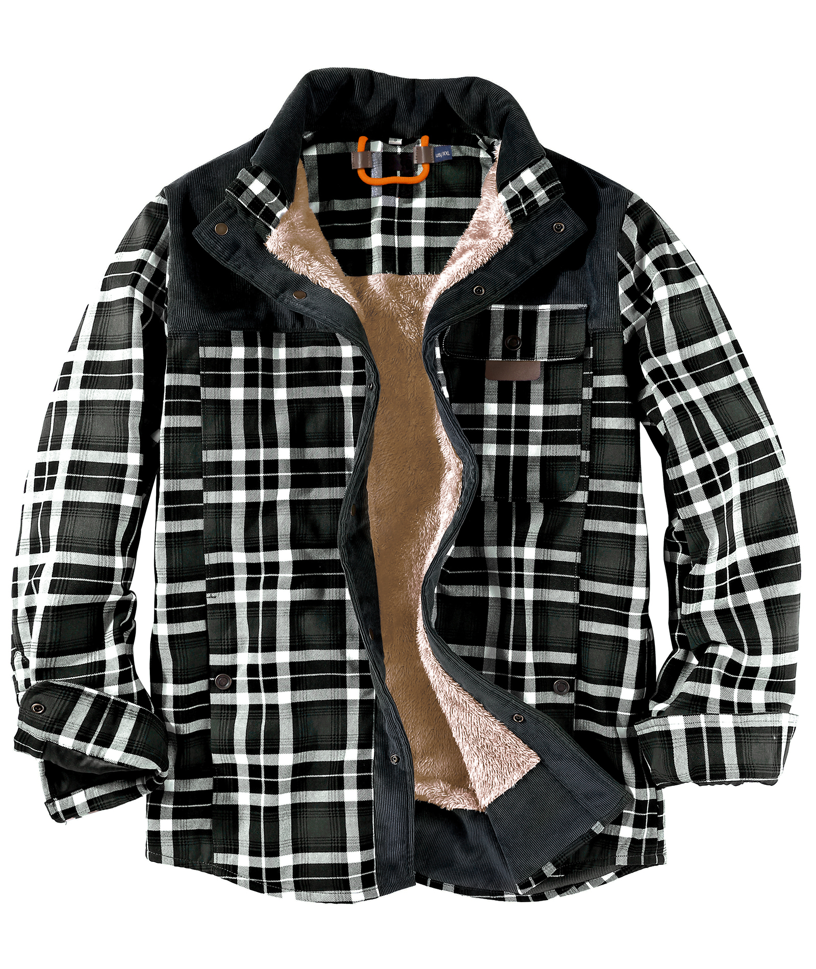 ZITY Men's Long Sleeve Full Zipper Casual Plaid Jacket-AUMPJ00583