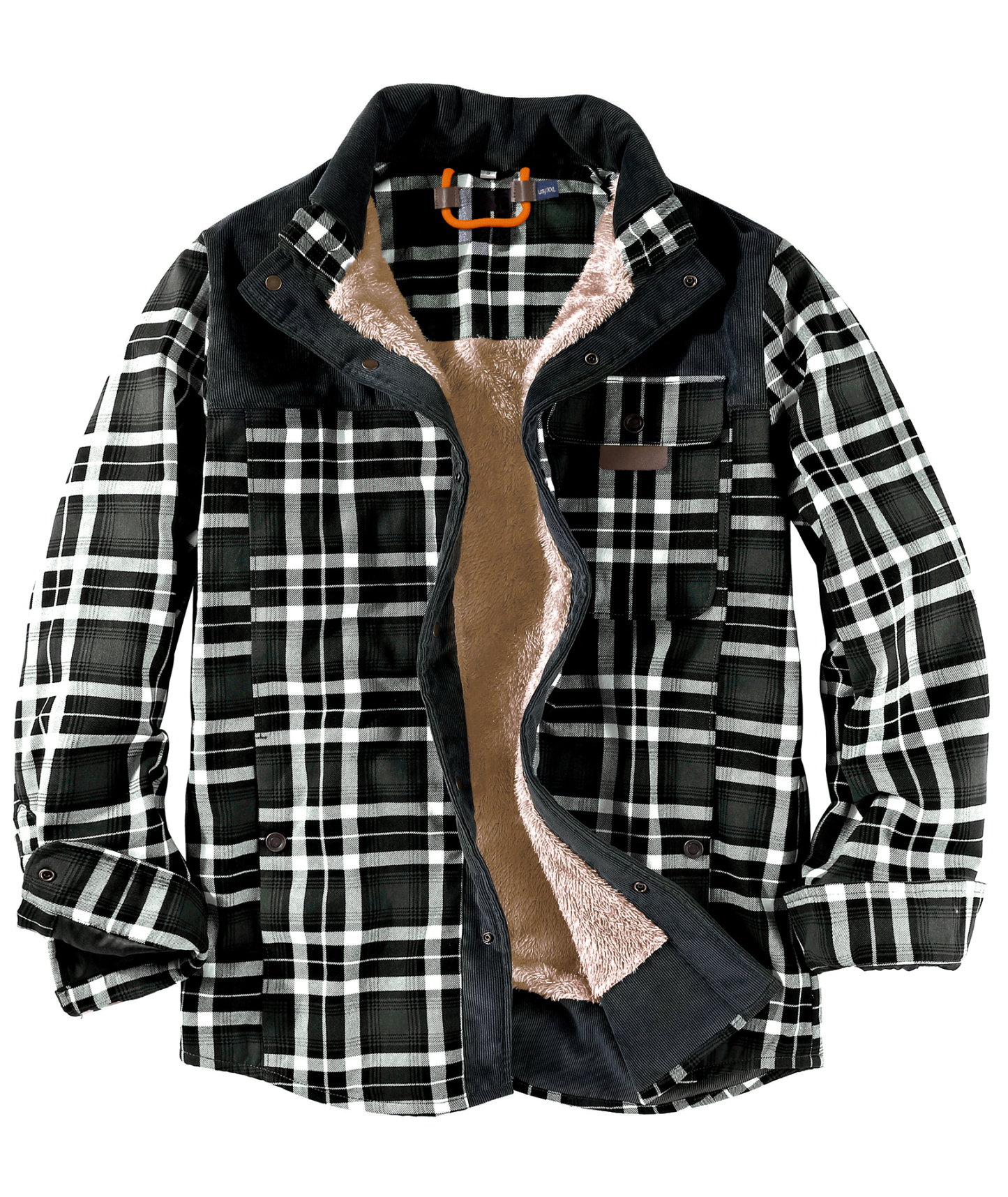 ZITY Men's Long Sleeve Full Zipper Casual Plaid Jacket-AUMPJ00583