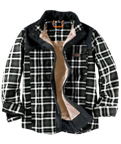 ZITY Men's Long Sleeve Full Zipper Casual Plaid Jacket-AUMPJ00583