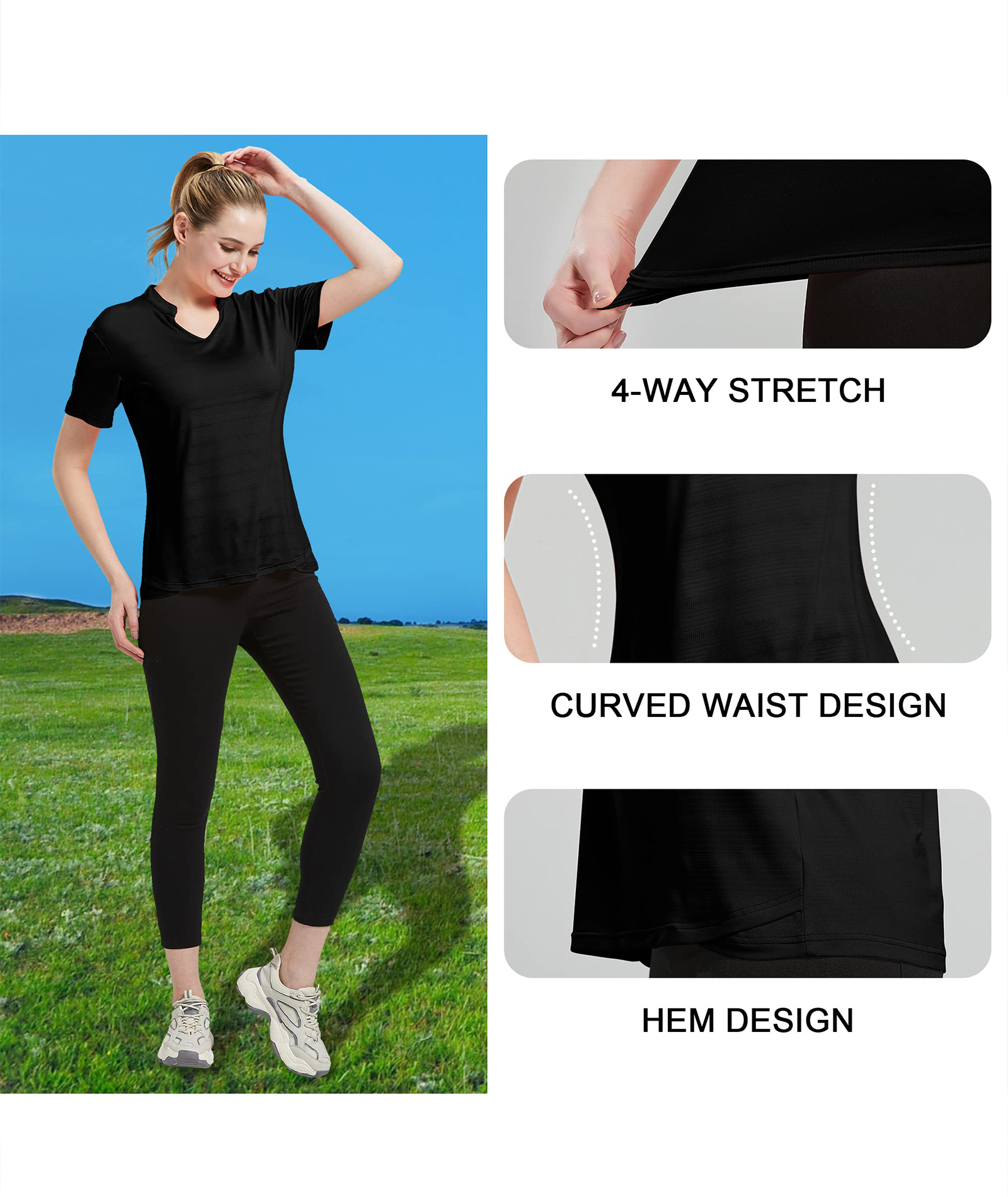 ZITY Women's V Neck Dri Fit Golf Polo Shirt-CFWMX20000