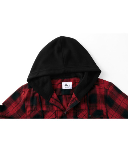ZITY Men's Button Up Long Sleeve Plaid Hoodie-CUMLT03681|Zitysports
