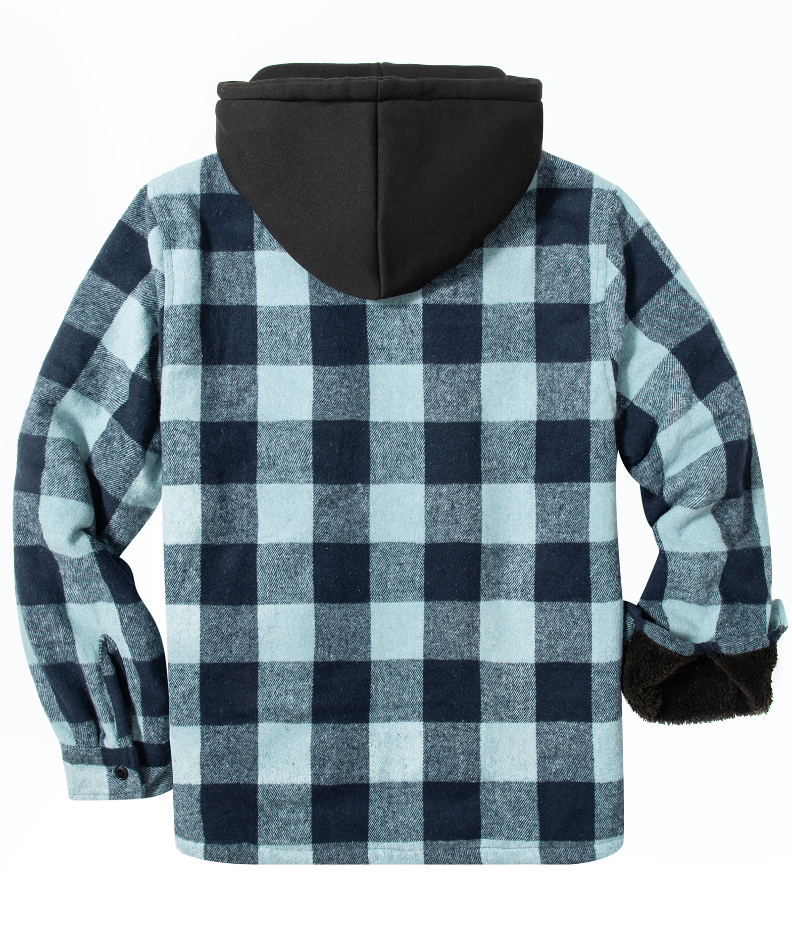 ZITY Men's Full Zipper Long Sleeve Fleece Plaid Hoodie-CUMJA04083