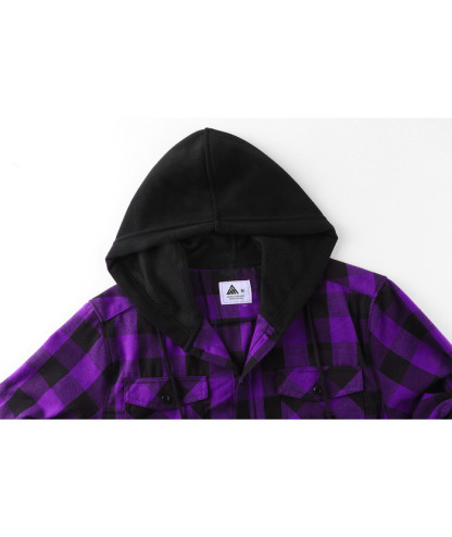 ZITY Men's Color Block Pattern Long Sleeve Casual Plaid Flannel Shirt-ZPK006185 | Zitysports