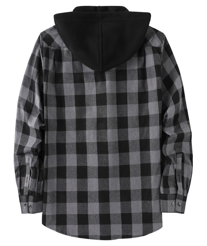 ZITY Men's Button Up Long Sleeve Plaid Hoodie-CUMLT03681|Zitysports