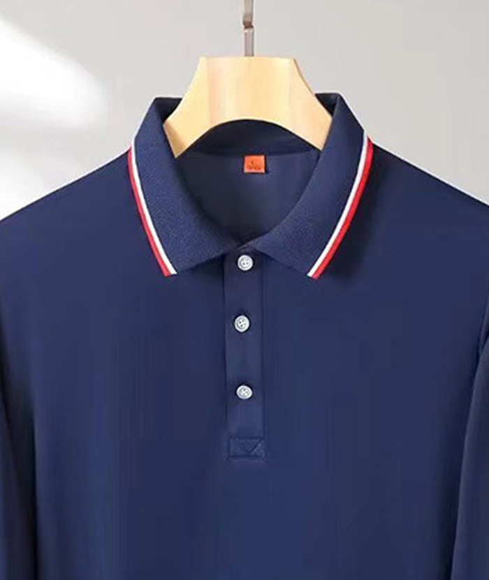 Men's Long Sleeve Lapel Slim Fit Polo Shirt-DUMLP05808