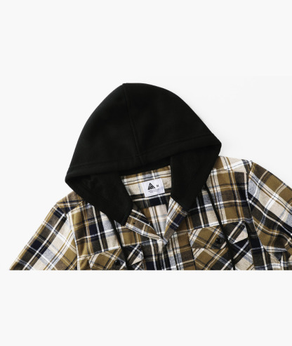 ZITY Men's Button Up Long Sleeve Plaid Hoodie-CUMLT03681|Zitysports
